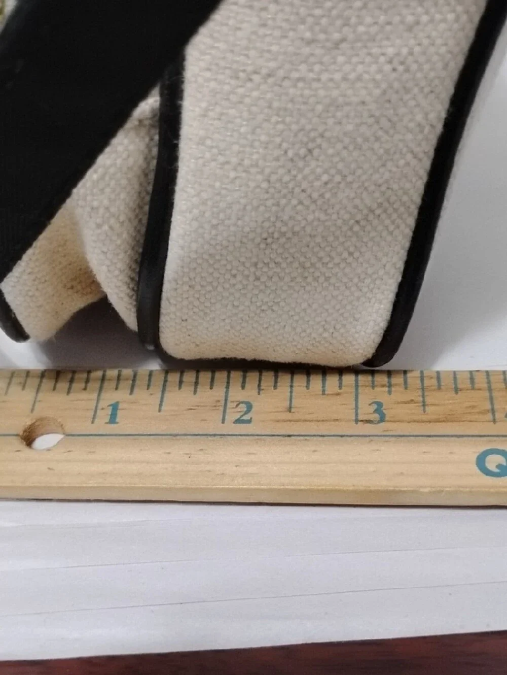 J.Crew Canvas Crossbody Saddle Bag with Black Trim - Classic Neutral Style